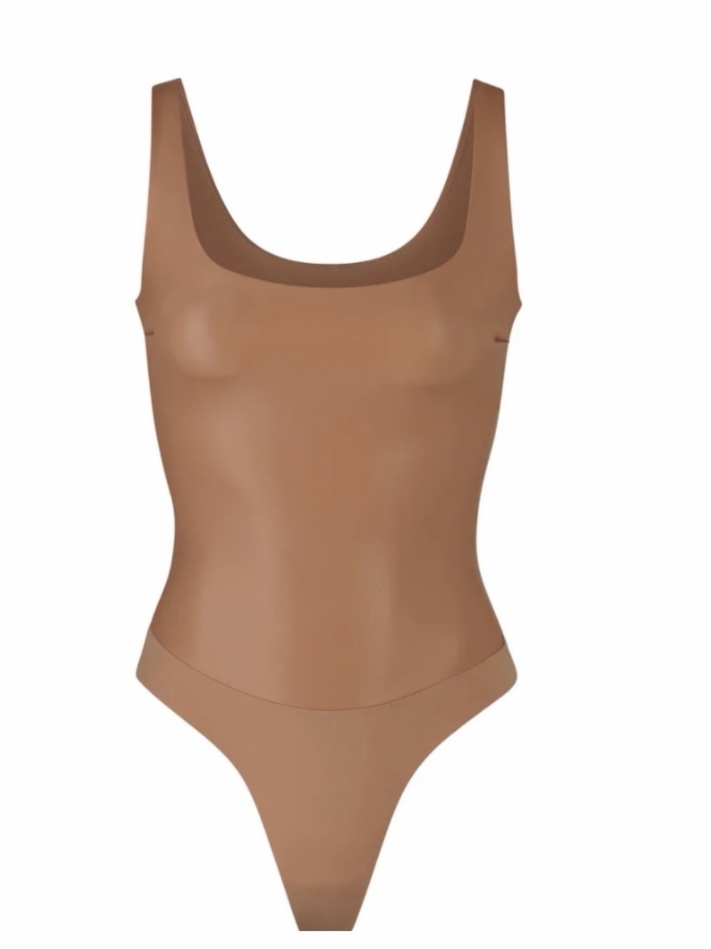 SKIMS Faux Leather Scoopneck Bodysuit Sienna Tan Size S Sold Out